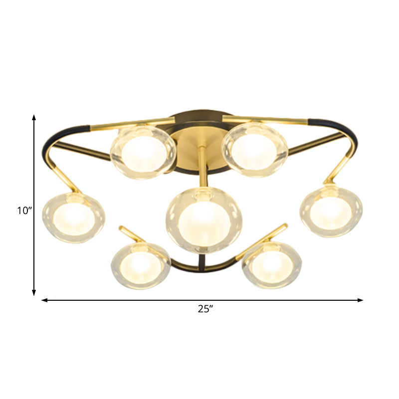 Black Multiple Rod Semi Flush Mount Modernist Multi Lights Led Metal Semi Flush Mount Lamp with Clear Glass Ball Shade Clearhalo 'Ceiling Lights' 'Close To Ceiling Lights' 'Close to ceiling' 'Semi-flushmount' Lighting' 182901