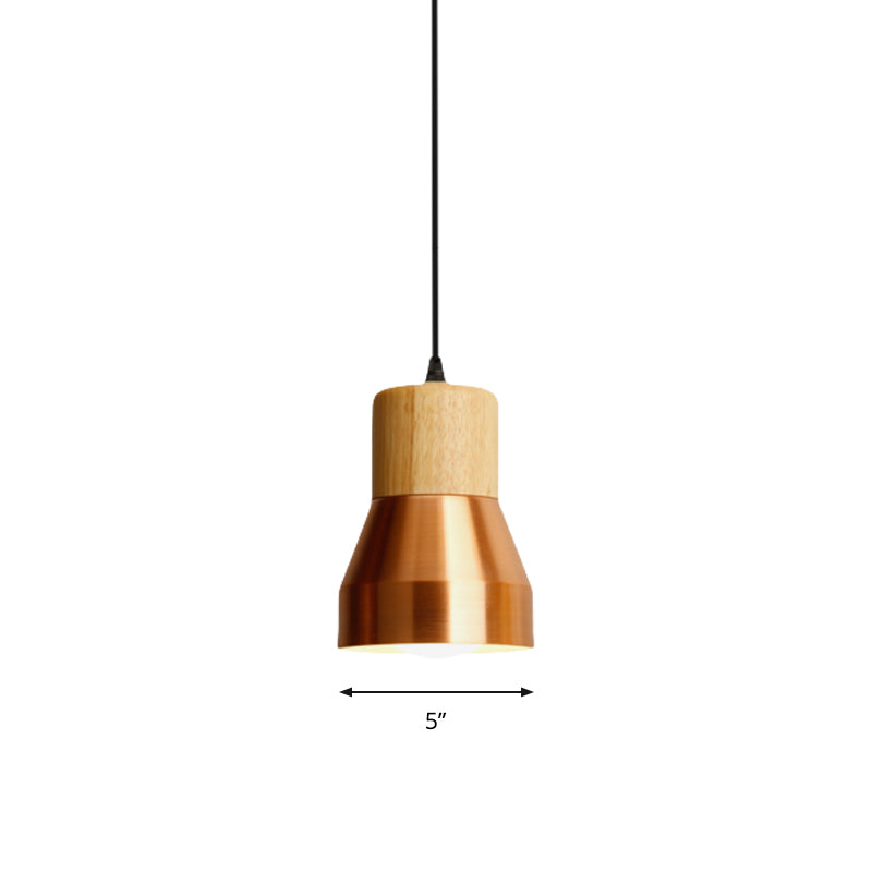 Contemporary Hanging Light Torch Shape Single Light Wood Metal Pendant Light for Hotel Clearhalo 'Ceiling Lights' 'Modern Pendants' 'Modern' 'Pendant Lights' 'Pendants' Lighting' 182905