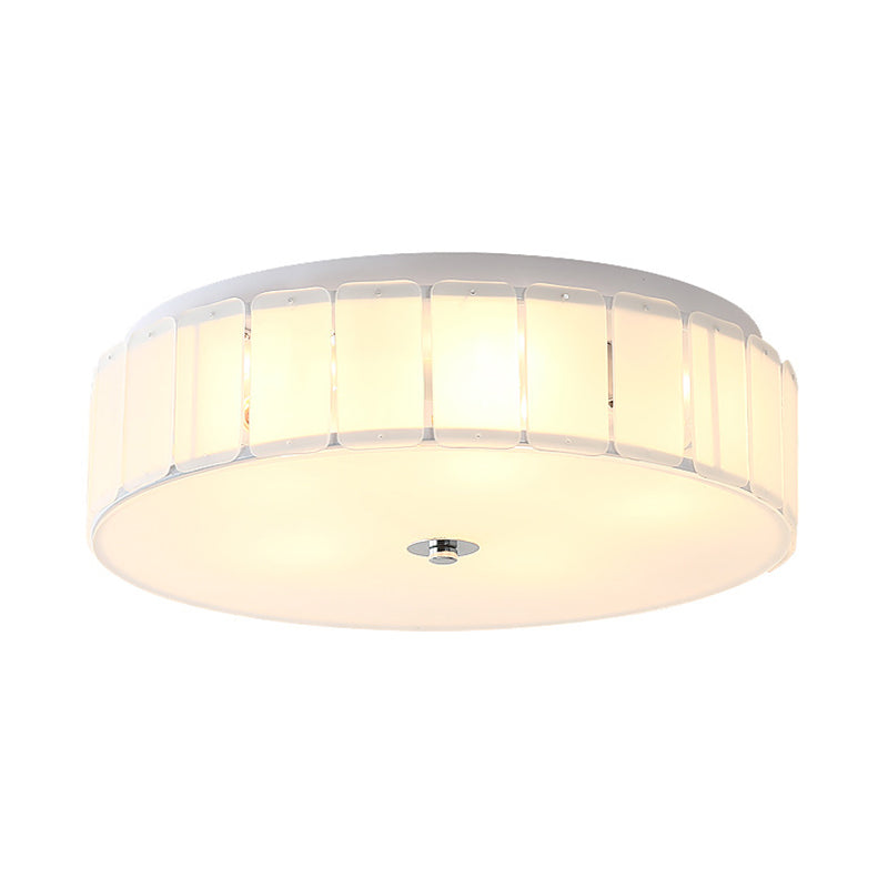 Drum Bedroom Flush Mount Lamp White Glass Modernist Multi Lights Flush Mount Light Fixture Clearhalo 'Ceiling Lights' 'Close To Ceiling Lights' 'Close to ceiling' 'Flush mount' Lighting' 182925