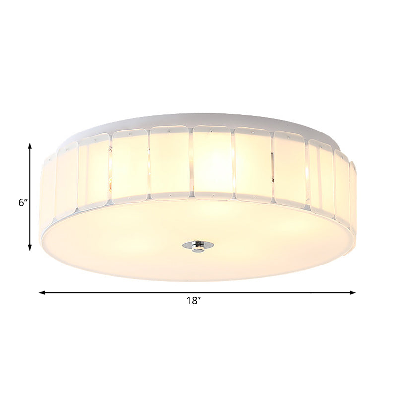 Drum Bedroom Flush Mount Lamp White Glass Modernist Multi Lights Flush Mount Light Fixture Clearhalo 'Ceiling Lights' 'Close To Ceiling Lights' 'Close to ceiling' 'Flush mount' Lighting' 182926