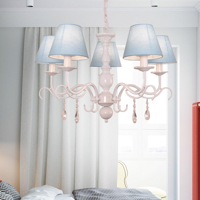 Tapered Shade Baby Bedroom Chandelier Metal Modern Stylish Hanging Light with Crystal Clearhalo 'Ceiling Lights' 'Chandeliers' Lighting' options 182928