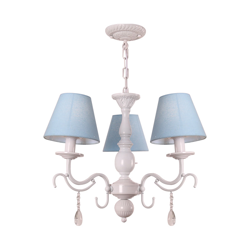 Tapered Shade Baby Bedroom Chandelier Metal Modern Stylish Hanging Light with Crystal Clearhalo 'Ceiling Lights' 'Chandeliers' Lighting' options 182944