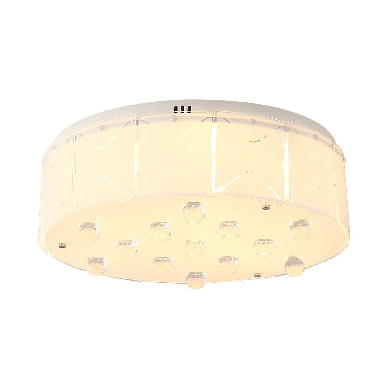 Crystal Drum Flush Mount Light Contemporary Multi Lights Led Flush Ceiling Lamp Fixture in White Clearhalo 'Ceiling Lights' 'Close To Ceiling Lights' 'Close to ceiling' 'Flush mount' Lighting' 182951