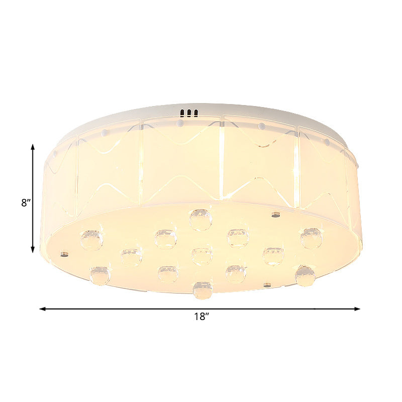 Crystal Drum Flush Mount Light Contemporary Multi Lights Led Flush Ceiling Lamp Fixture in White Clearhalo 'Ceiling Lights' 'Close To Ceiling Lights' 'Close to ceiling' 'Flush mount' Lighting' 182952