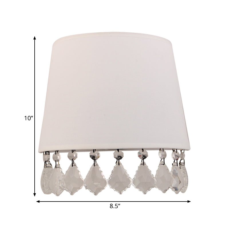 Modern Half-Drum Wall Light with Clear Crystal Fabric White Wall Lamp for Bedside Clearhalo 'Wall Lamps & Sconces' 'Wall Lights' Lighting' 182984