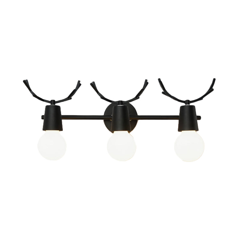 Open Bulb Foyer Stair Wall Sconce with Antlers Metal 3 Lights Modern Style Wall Lamp Clearhalo 'Wall Lamps & Sconces' 'Wall Lights' Lighting' 183034