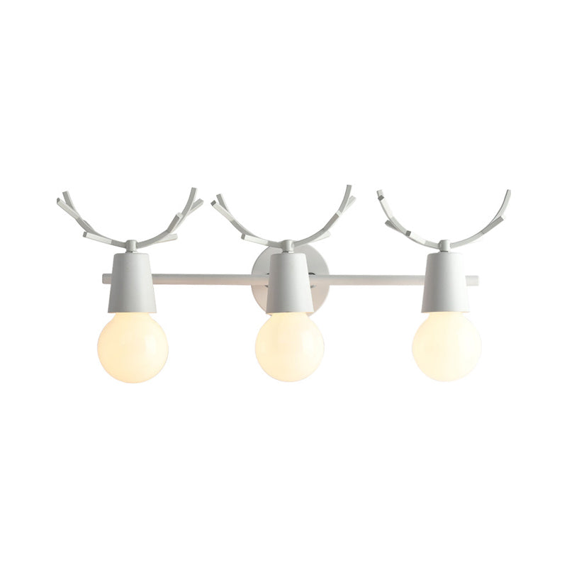 Open Bulb Foyer Stair Wall Sconce with Antlers Metal 3 Lights Modern Style Wall Lamp Clearhalo 'Wall Lamps & Sconces' 'Wall Lights' Lighting' 183038