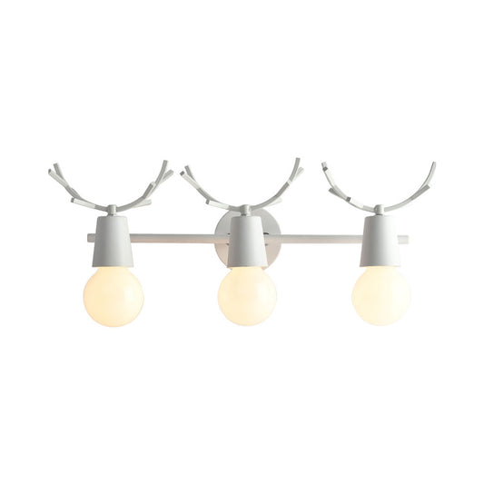 Open Bulb Foyer Stair Wall Sconce with Antlers Metal 3 Lights Modern Style Wall Lamp Clearhalo 'Wall Lamps & Sconces' 'Wall Lights' Lighting' 183038