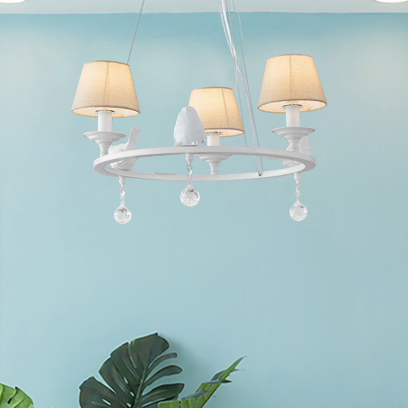 Contemporary Ring Chandelier with Bird Metal Pendant Light in White for Villa Clearhalo 'Ceiling Lights' 'Chandeliers' Lighting' options 183043