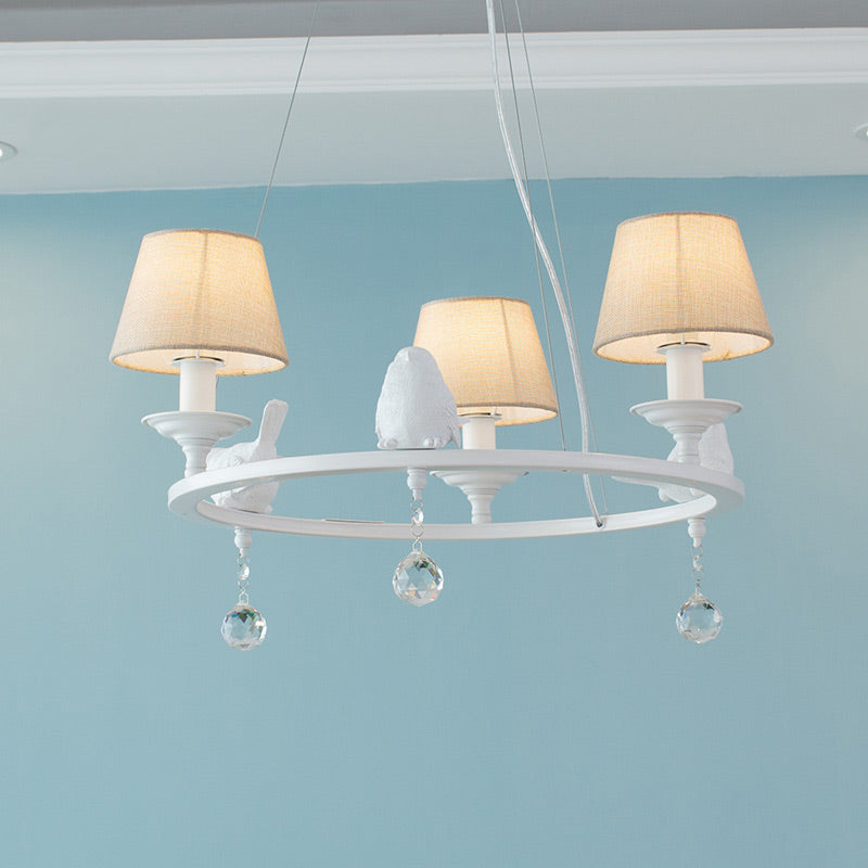 Contemporary Ring Chandelier with Bird Metal Pendant Light in White for Villa Clearhalo 'Ceiling Lights' 'Chandeliers' Lighting' options 183044