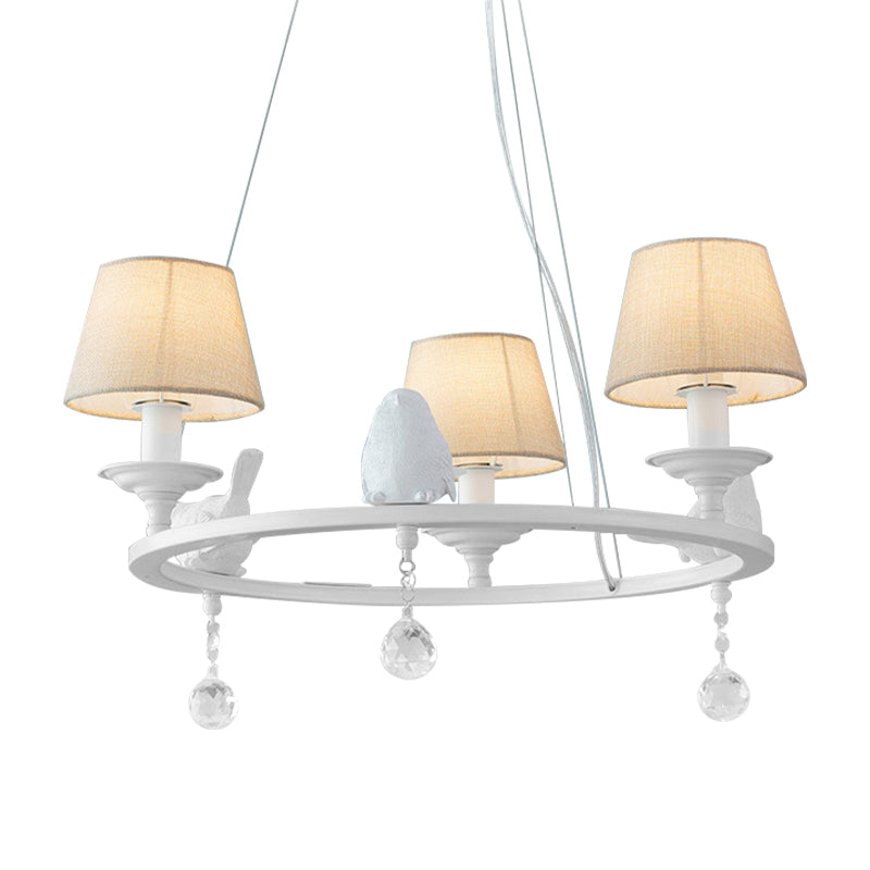 Contemporary Ring Chandelier with Bird Metal Pendant Light in White for Villa Clearhalo 'Ceiling Lights' 'Chandeliers' Lighting' options 183045