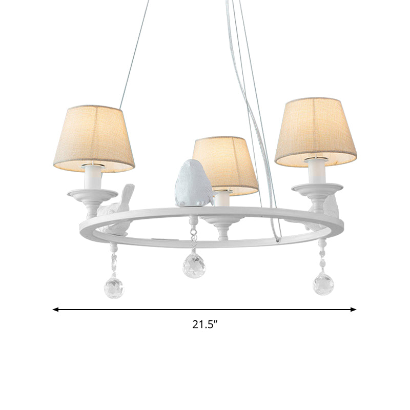 Contemporary Ring Chandelier with Bird Metal Pendant Light in White for Villa Clearhalo 'Ceiling Lights' 'Chandeliers' Lighting' options 183046