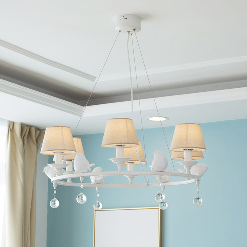 Contemporary Ring Chandelier with Bird Metal Pendant Light in White for Villa Clearhalo 'Ceiling Lights' 'Chandeliers' Lighting' options 183048