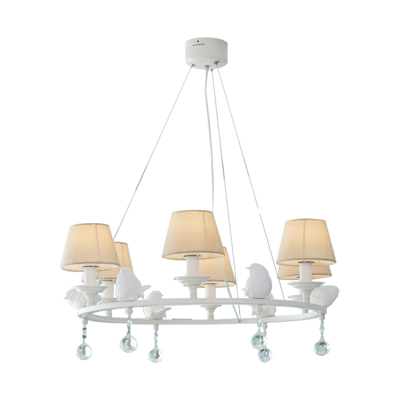 Contemporary Ring Chandelier with Bird Metal Pendant Light in White for Villa Clearhalo 'Ceiling Lights' 'Chandeliers' Lighting' options 183050