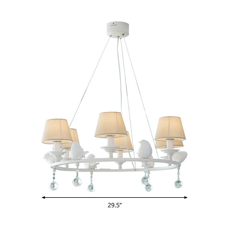 Contemporary Ring Chandelier with Bird Metal Pendant Light in White for Villa Clearhalo 'Ceiling Lights' 'Chandeliers' Lighting' options 183051