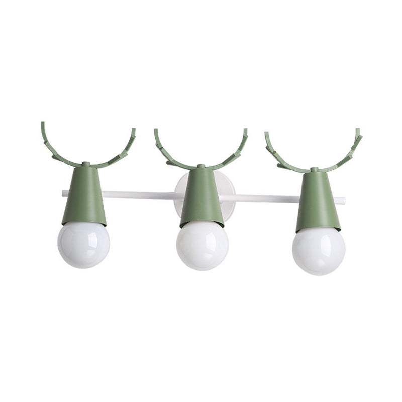 Metal Conical Wall Sconce with Deer Horn Bedroom 3 Heads Nordic Undertint Wall Light Clearhalo 'Wall Lamps & Sconces' 'Wall Lights' Lighting' 183079