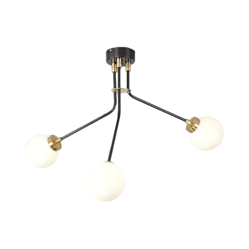 Multiple Rod Metal Semi Flush Lighting Modern 3/7 Lights Black Semi Flush Ceiling Lamp Fixture for Dining Room Clearhalo 'Ceiling Lights' 'Close To Ceiling Lights' 'Close to ceiling' 'Semi-flushmount' Lighting' 183140