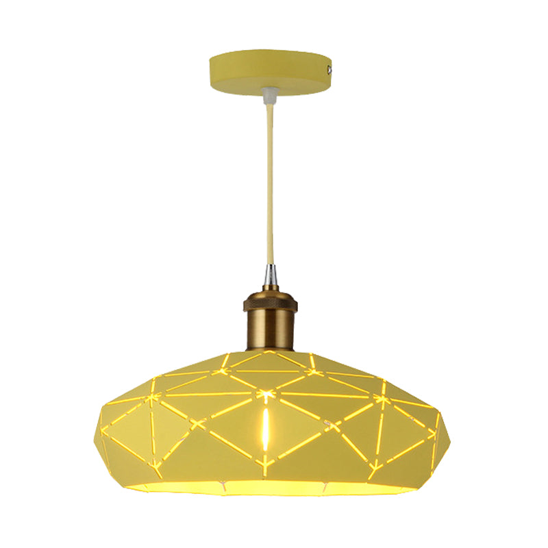 Macaron Facet Cap Shape Hanging Light Metal 1 Head Pendant Light for Kindergarten Clearhalo 'Ceiling Lights' 'Modern Pendants' 'Modern' 'Pendant Lights' 'Pendants' Lighting' 183208