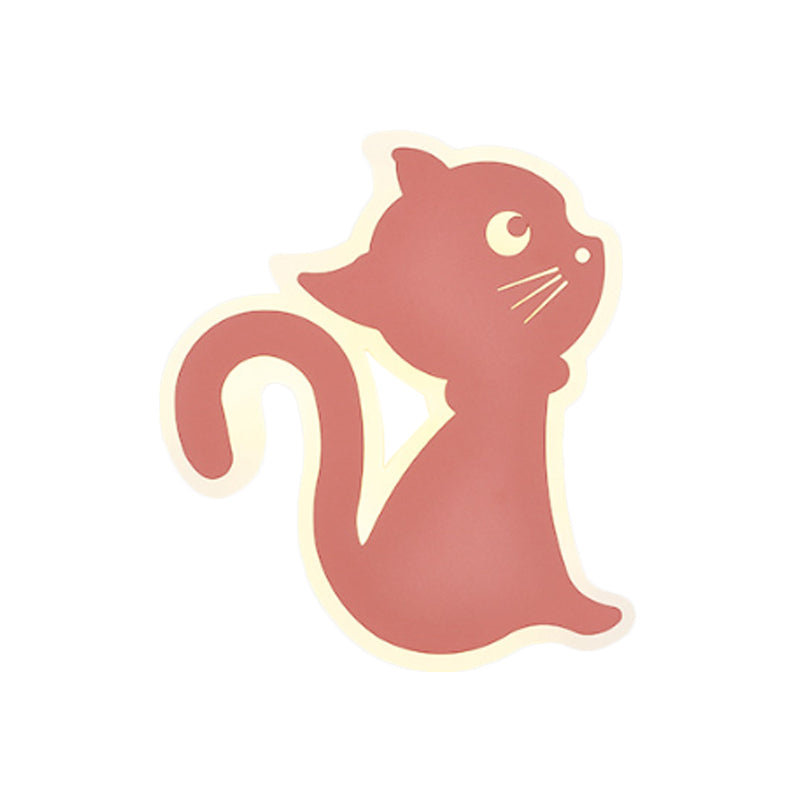 Metal Slim Kitten Wall Light Animal Macaron Colored Wall Sconce for Bedroom Kindergarten Clearhalo 'Wall Lamps & Sconces' 'Wall Lights' Lighting' 183221