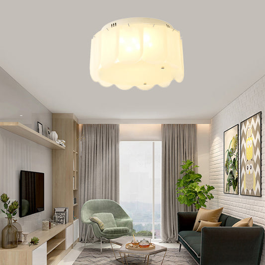 White Glass Drum Flush Mount Lighting Modern Multi Lights Flush Mount Light Fixture for Living Room, 18"/19.5" Wide Clearhalo 'Ceiling Lights' 'Close To Ceiling Lights' 'Close to ceiling' 'Flush mount' Lighting' 183255