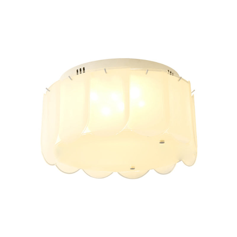 White Glass Drum Flush Mount Lighting Modern Multi Lights Flush Mount Light Fixture for Living Room, 18"/19.5" Wide Clearhalo 'Ceiling Lights' 'Close To Ceiling Lights' 'Close to ceiling' 'Flush mount' Lighting' 183256