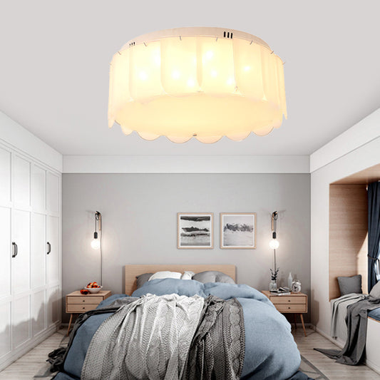 White Glass Drum Flush Mount Lighting Modern Multi Lights Flush Mount Light Fixture for Living Room, 18"/19.5" Wide White 19.5" Clearhalo 'Ceiling Lights' 'Close To Ceiling Lights' 'Close to ceiling' 'Flush mount' Lighting' 183257