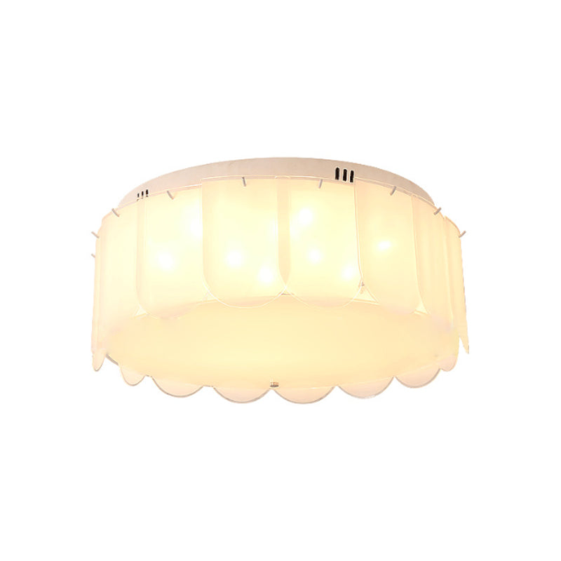 White Glass Drum Flush Mount Lighting Modern Multi Lights Flush Mount Light Fixture for Living Room, 18"/19.5" Wide Clearhalo 'Ceiling Lights' 'Close To Ceiling Lights' 'Close to ceiling' 'Flush mount' Lighting' 183259