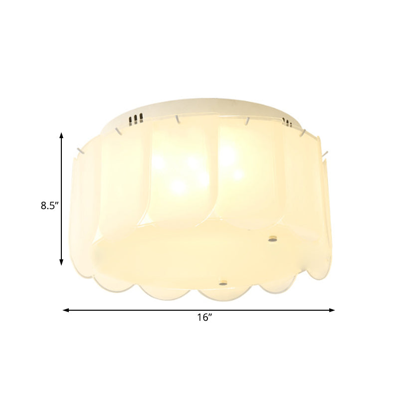 White Glass Drum Flush Mount Lighting Modern Multi Lights Flush Mount Light Fixture for Living Room, 18"/19.5" Wide Clearhalo 'Ceiling Lights' 'Close To Ceiling Lights' 'Close to ceiling' 'Flush mount' Lighting' 183260