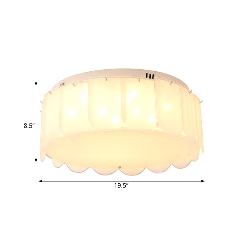 White Glass Drum Flush Mount Lighting Modern Multi Lights Flush Mount Light Fixture for Living Room, 18"/19.5" Wide Clearhalo 'Ceiling Lights' 'Close To Ceiling Lights' 'Close to ceiling' 'Flush mount' Lighting' 183261