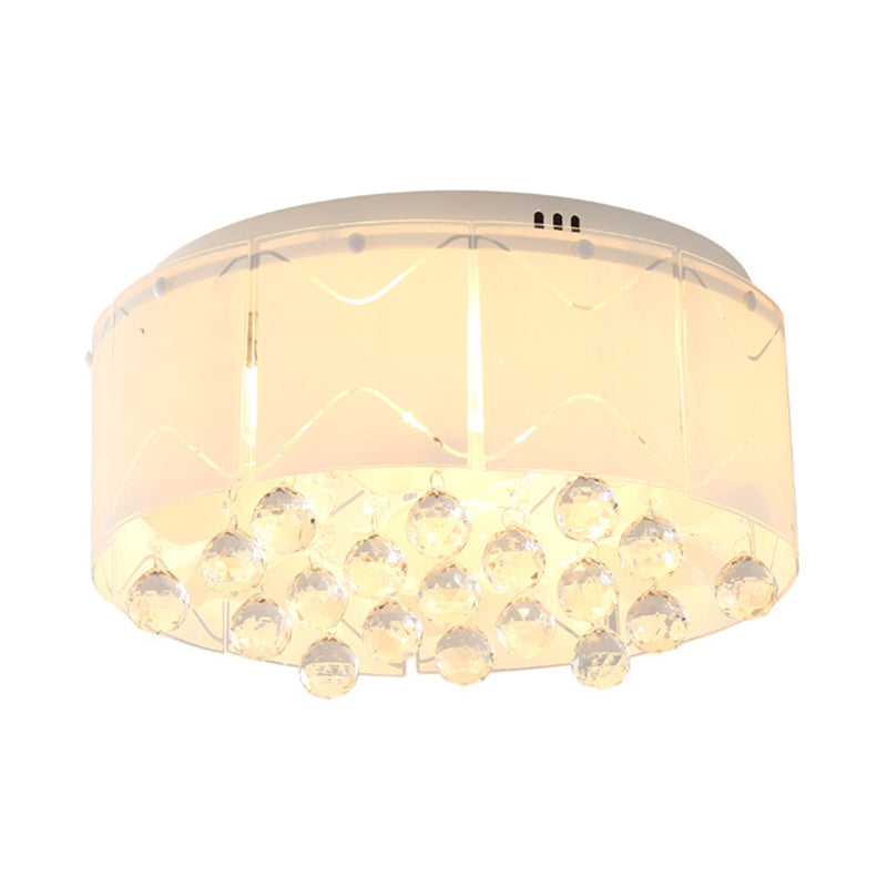 Drum Crystal Flush Mount Lighting Modernist Multi Lights 18"/19.5" Wide White Led Flush Mount Lamp Fixture Clearhalo 'Ceiling Lights' 'Close To Ceiling Lights' 'Close to ceiling' 'Flush mount' Lighting' 183273