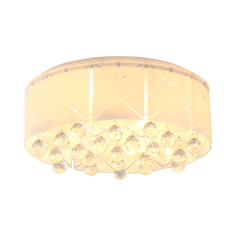 Drum Crystal Flush Mount Lighting Modernist Multi Lights 18"/19.5" Wide White Led Flush Mount Lamp Fixture Clearhalo 'Ceiling Lights' 'Close To Ceiling Lights' 'Close to ceiling' 'Flush mount' Lighting' 183276