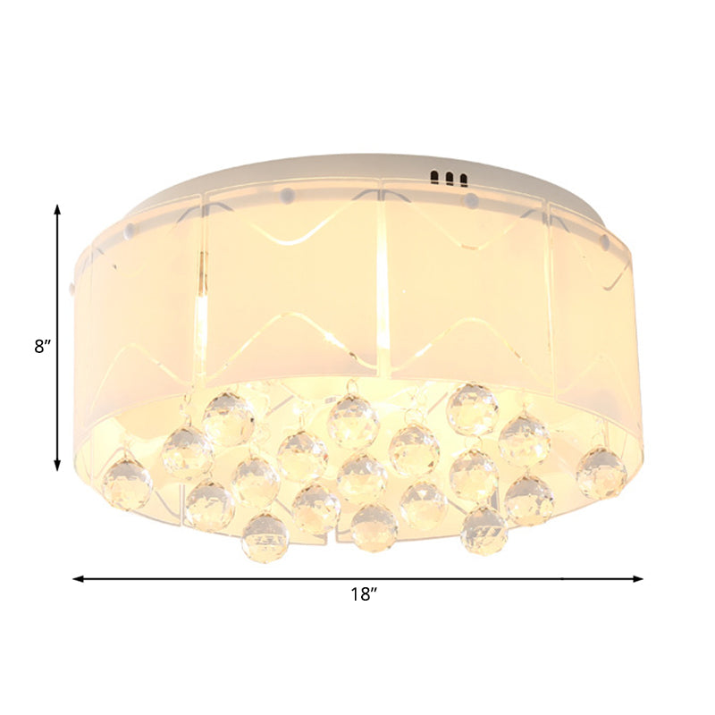 Drum Crystal Flush Mount Lighting Modernist Multi Lights 18"/19.5" Wide White Led Flush Mount Lamp Fixture Clearhalo 'Ceiling Lights' 'Close To Ceiling Lights' 'Close to ceiling' 'Flush mount' Lighting' 183277