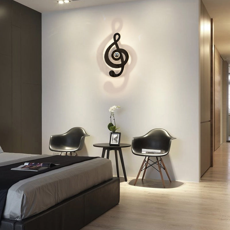 Metal Cartoon Shape Wall Light One Light Modern Style Wall Sconce for Study Room Black Musical Note Clearhalo 'Wall Lamps & Sconces' 'Wall Lights' Lighting' 183331