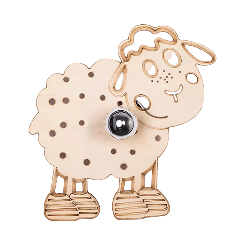 Metal Sheep Wall Light Bedroom Kindergarten 1 Head Kids Wall Sconce in Beige Clearhalo 'Wall Lamps & Sconces' 'Wall Lights' Lighting' 183392