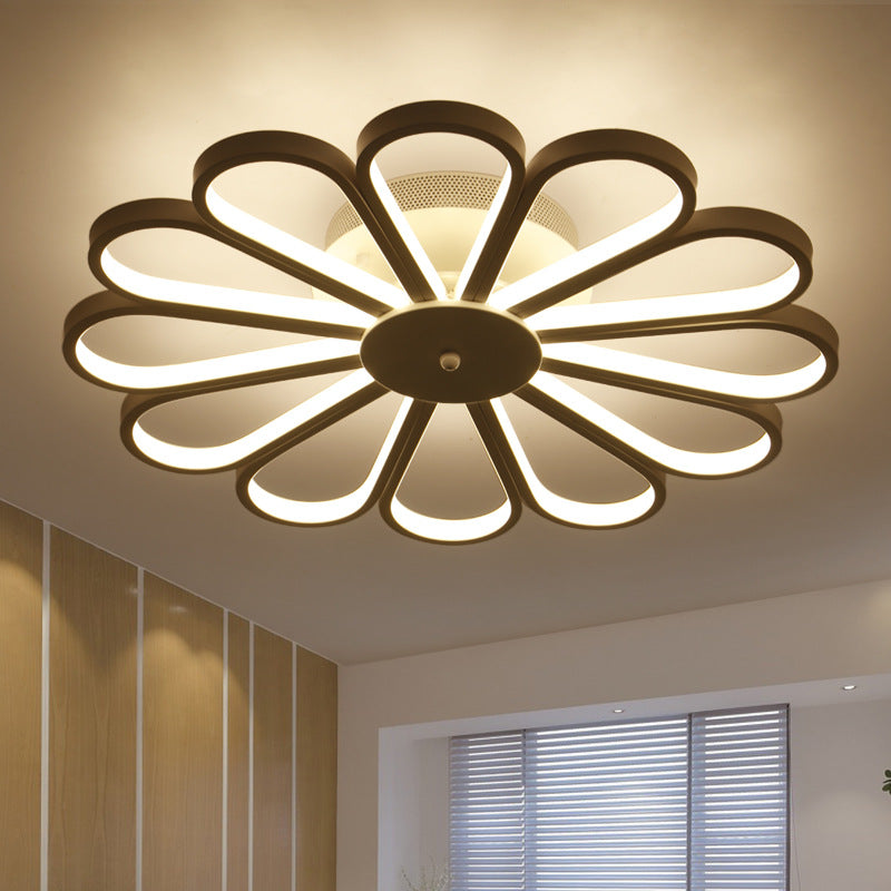 Flower Shape Semi Flush Lighting Contemporary Acrylic Multi Lights White Led Semi Flush Ceiling Light Fixture in White/Warm Light Clearhalo 'Ceiling Lights' 'Close To Ceiling Lights' 'Close to ceiling' 'Semi-flushmount' Lighting' 183401