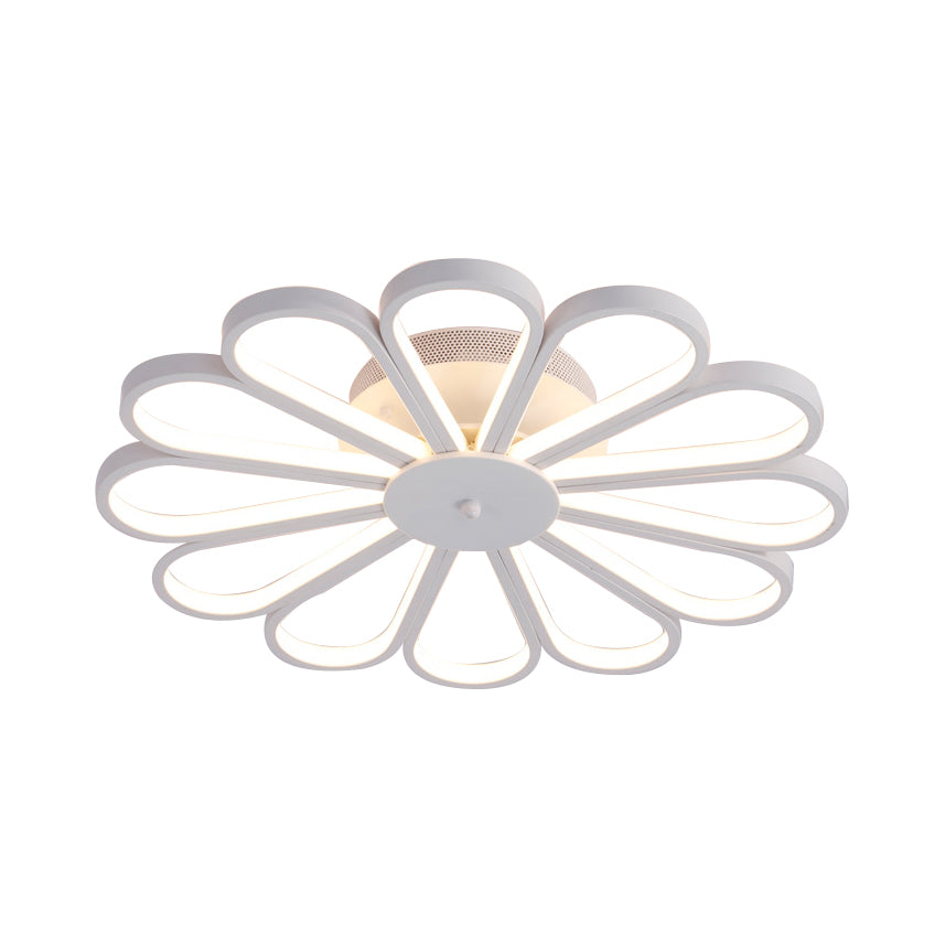 Flower Shape Semi Flush Lighting Contemporary Acrylic Multi Lights White Led Semi Flush Ceiling Light Fixture in White/Warm Light Clearhalo 'Ceiling Lights' 'Close To Ceiling Lights' 'Close to ceiling' 'Semi-flushmount' Lighting' 183403