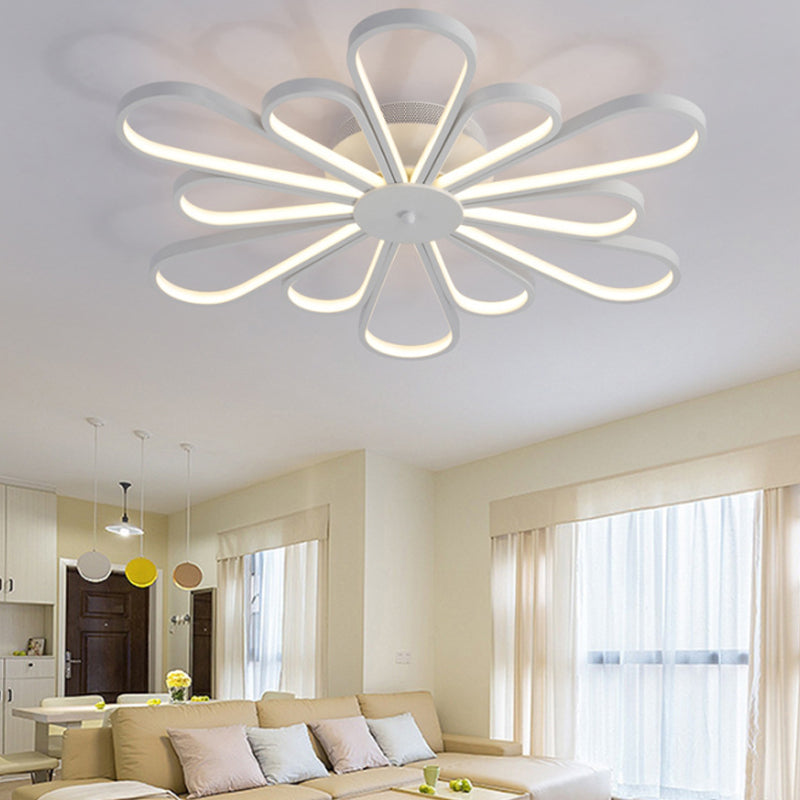 Acrylic Flower Shape Semi Flush Mount Modernist Multi Lights White Led Semi Flush Mount Light Fixture in White/Warm Light White Clearhalo 'Ceiling Lights' 'Close To Ceiling Lights' 'Close to ceiling' 'Semi-flushmount' Lighting' 183410