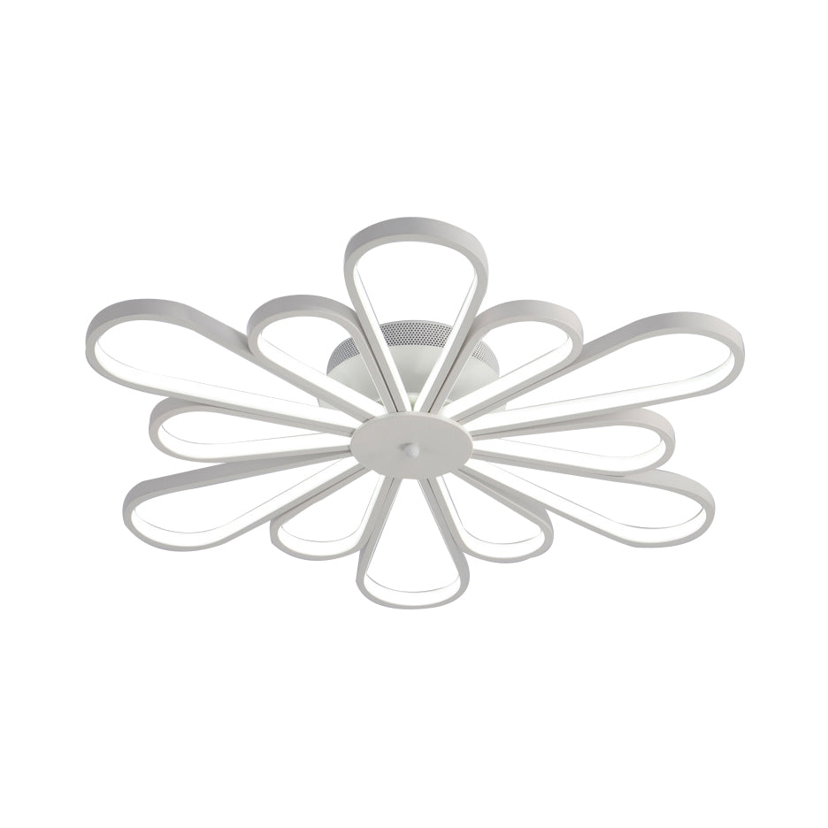 Acrylic Flower Shape Semi Flush Mount Modernist Multi Lights White Led Semi Flush Mount Light Fixture in White/Warm Light Clearhalo 'Ceiling Lights' 'Close To Ceiling Lights' 'Close to ceiling' 'Semi-flushmount' Lighting' 183411