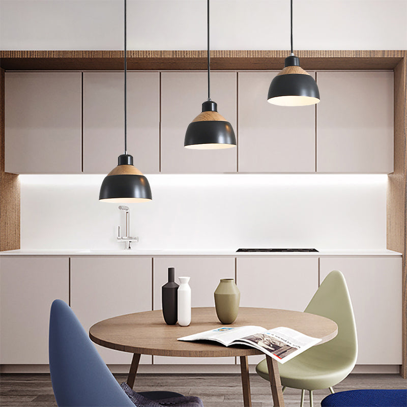 Metal Domed Suspension Light Meeting Room 3 Lights Macaron Simple Hanging Light Clearhalo 'Ceiling Lights' 'Modern Pendants' 'Modern' 'Pendant Lights' 'Pendants' Lighting' 183531