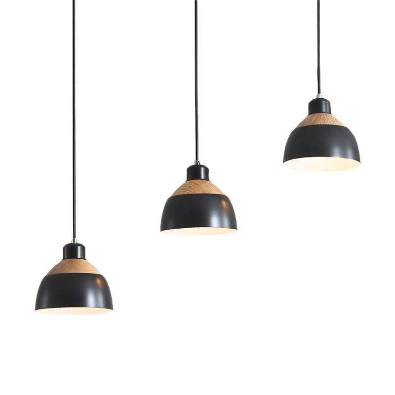 Metal Domed Suspension Light Meeting Room 3 Lights Macaron Simple Hanging Light Clearhalo 'Ceiling Lights' 'Modern Pendants' 'Modern' 'Pendant Lights' 'Pendants' Lighting' 183532