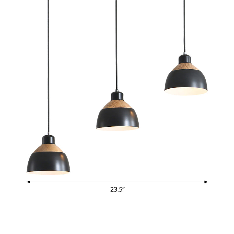 Metal Domed Suspension Light Meeting Room 3 Lights Macaron Simple Hanging Light Clearhalo 'Ceiling Lights' 'Modern Pendants' 'Modern' 'Pendant Lights' 'Pendants' Lighting' 183533