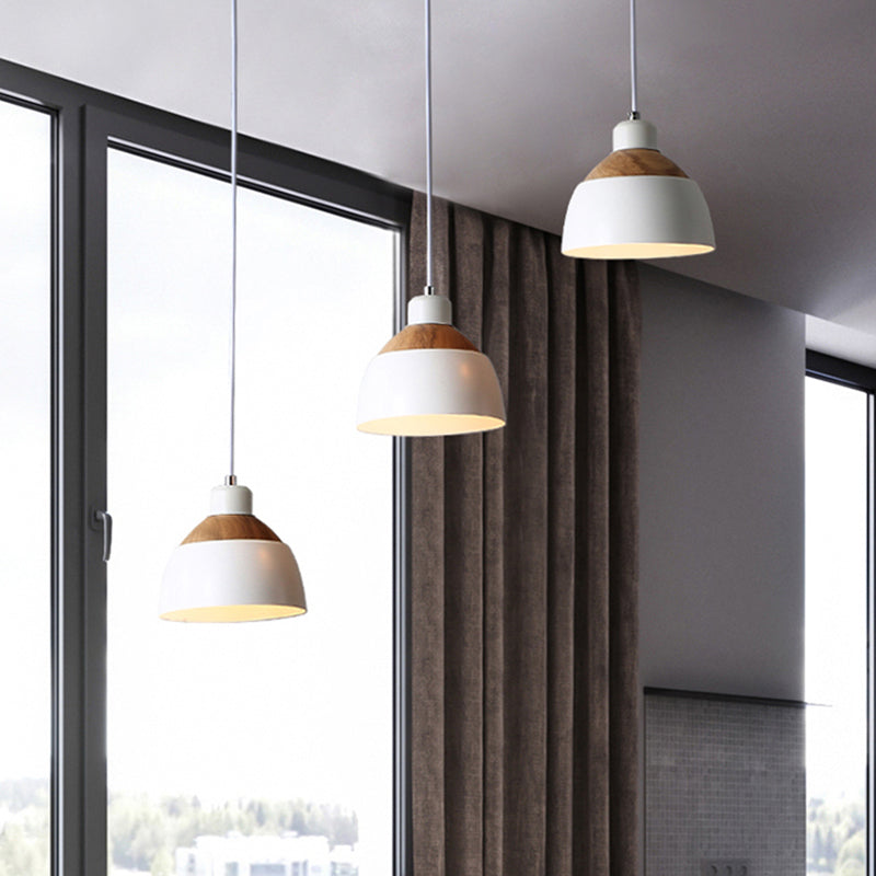 Metal Domed Suspension Light Meeting Room 3 Lights Macaron Simple Hanging Light White Clearhalo 'Ceiling Lights' 'Modern Pendants' 'Modern' 'Pendant Lights' 'Pendants' Lighting' 183535