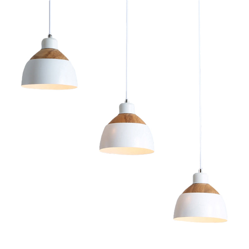 Metal Domed Suspension Light Meeting Room 3 Lights Macaron Simple Hanging Light Clearhalo 'Ceiling Lights' 'Modern Pendants' 'Modern' 'Pendant Lights' 'Pendants' Lighting' 183536