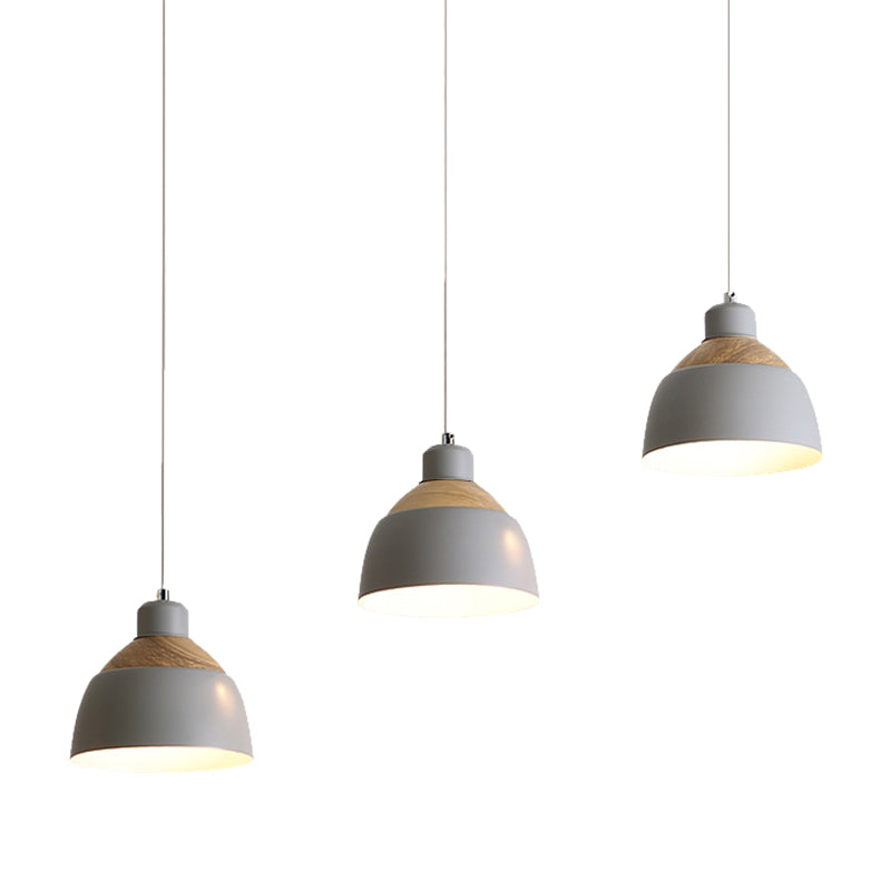 Metal Domed Suspension Light Meeting Room 3 Lights Macaron Simple Hanging Light Clearhalo 'Ceiling Lights' 'Modern Pendants' 'Modern' 'Pendant Lights' 'Pendants' Lighting' 183538