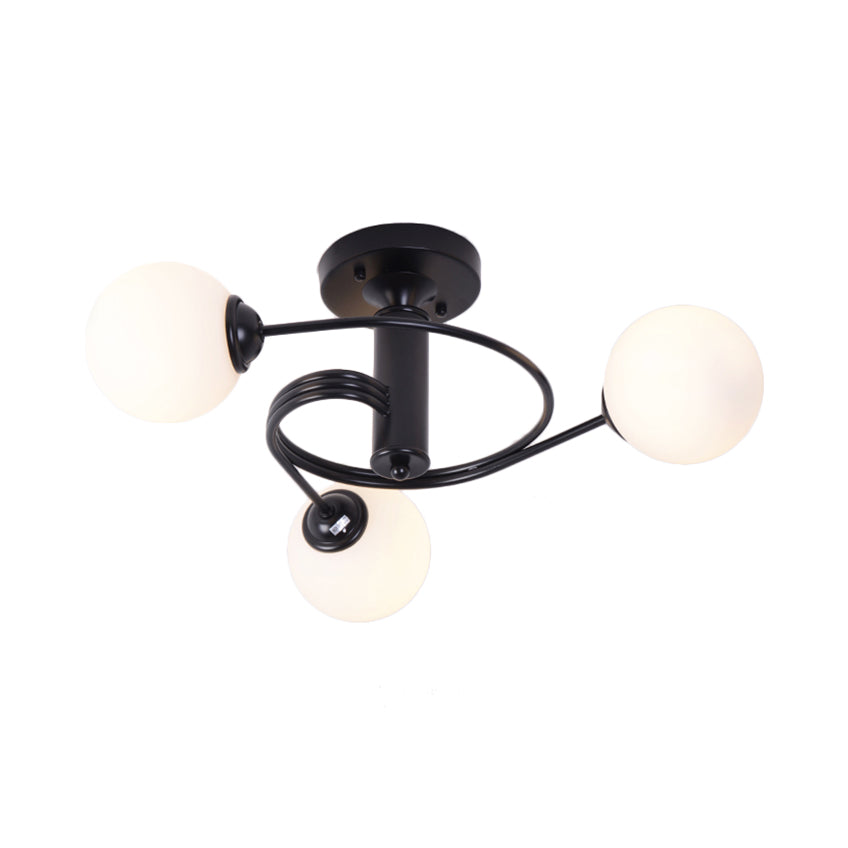 Spiral Metal Semi Flush Lamp Modern 3/5 Lights Black/Gold Semi Flush Ceiling Light for Living Room Clearhalo 'Ceiling Lights' 'Close To Ceiling Lights' 'Close to ceiling' 'Semi-flushmount' Lighting' 183573