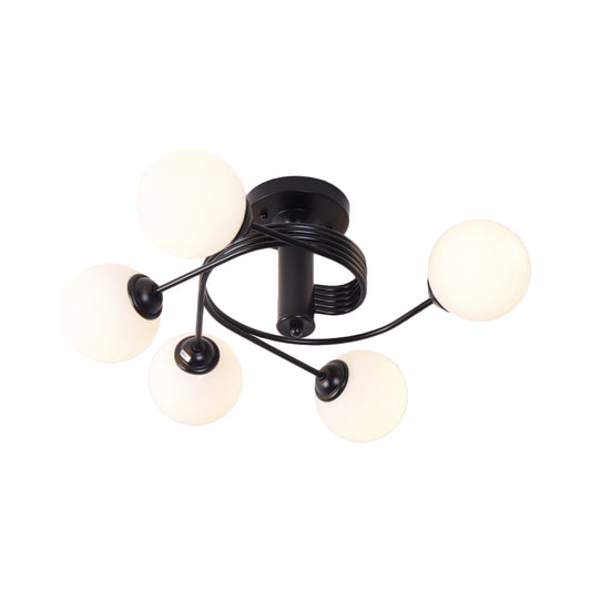 Spiral Metal Semi Flush Lamp Modern 3/5 Lights Black/Gold Semi Flush Ceiling Light for Living Room Clearhalo 'Ceiling Lights' 'Close To Ceiling Lights' 'Close to ceiling' 'Semi-flushmount' Lighting' 183576