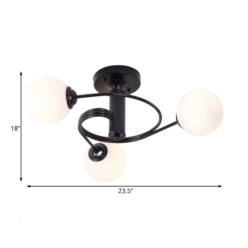 Spiral Metal Semi Flush Lamp Modern 3/5 Lights Black/Gold Semi Flush Ceiling Light for Living Room Clearhalo 'Ceiling Lights' 'Close To Ceiling Lights' 'Close to ceiling' 'Semi-flushmount' Lighting' 183577