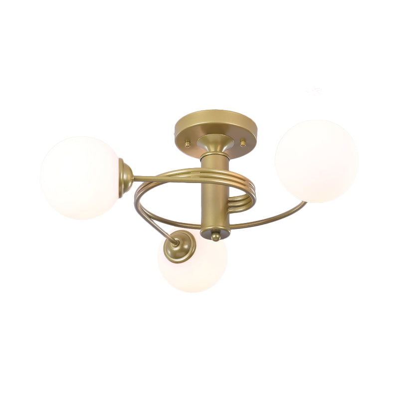 Spiral Metal Semi Flush Lamp Modern 3/5 Lights Black/Gold Semi Flush Ceiling Light for Living Room Clearhalo 'Ceiling Lights' 'Close To Ceiling Lights' 'Close to ceiling' 'Semi-flushmount' Lighting' 183582