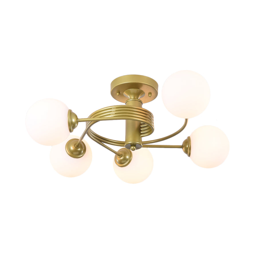 Spiral Metal Semi Flush Lamp Modern 3/5 Lights Black/Gold Semi Flush Ceiling Light for Living Room Clearhalo 'Ceiling Lights' 'Close To Ceiling Lights' 'Close to ceiling' 'Semi-flushmount' Lighting' 183585