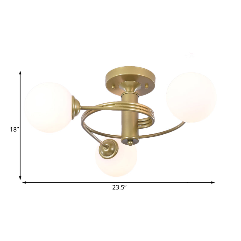 Spiral Metal Semi Flush Lamp Modern 3/5 Lights Black/Gold Semi Flush Ceiling Light for Living Room Clearhalo 'Ceiling Lights' 'Close To Ceiling Lights' 'Close to ceiling' 'Semi-flushmount' Lighting' 183586